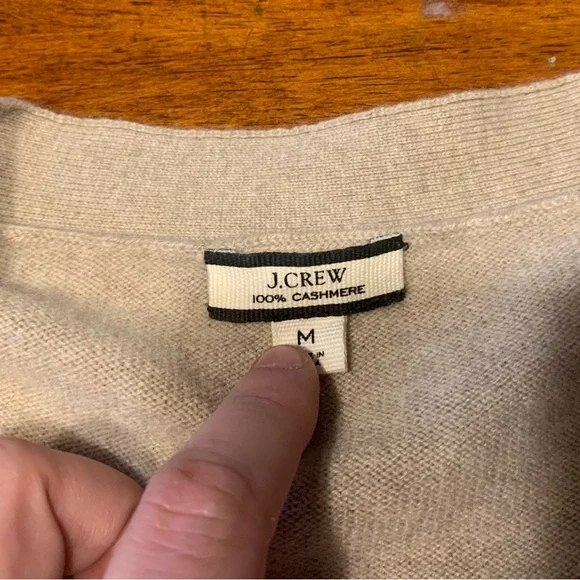 J. Crew Neutral Beige V-Neck Cashmere Button Cardigan - Picture 2 of 4